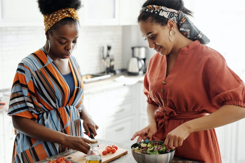 Women Preparing Salad Aa