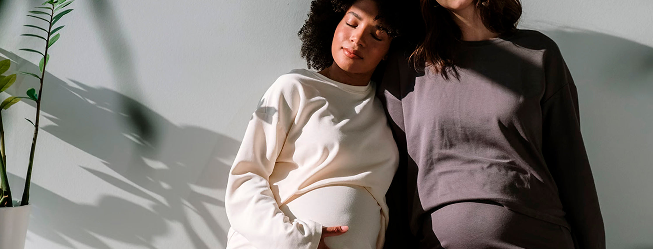 The image shows a pregnant woman standing in a serene meadow, gently cradling her belly, symbolizing prenatal and baby support for a healthy gut microbiome and immune system during pregnancy