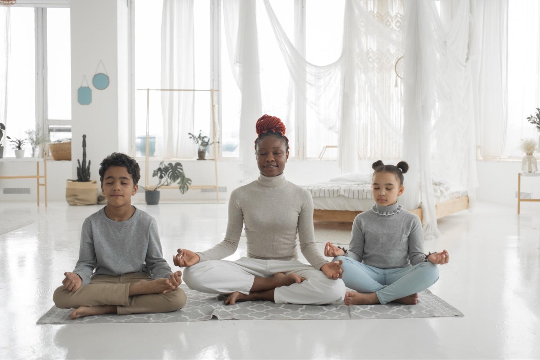 three children meditating