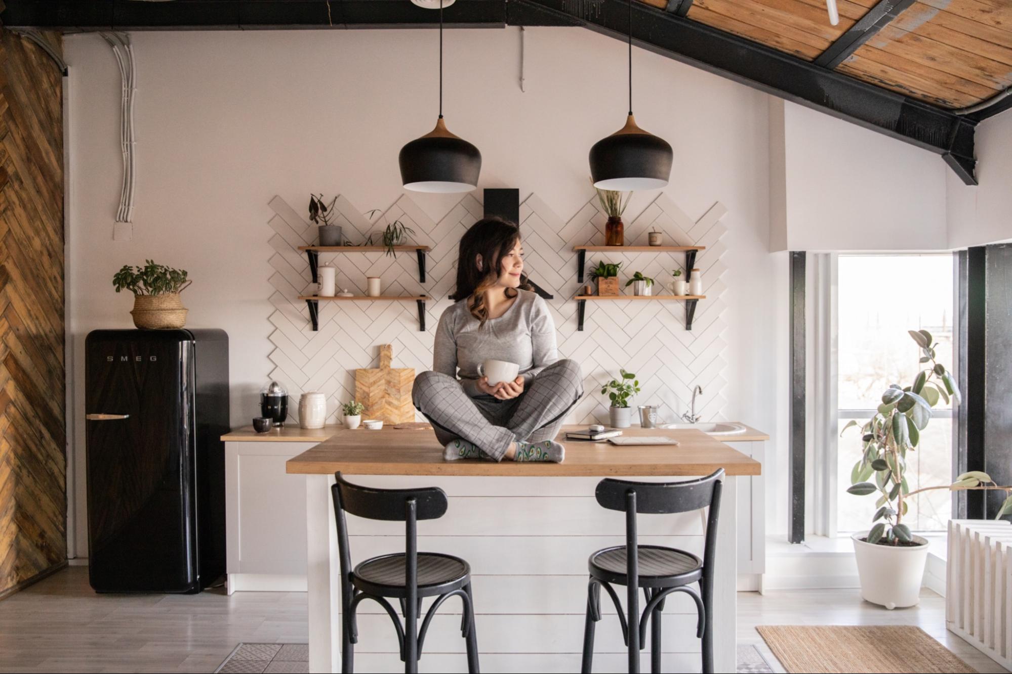 woman on counter